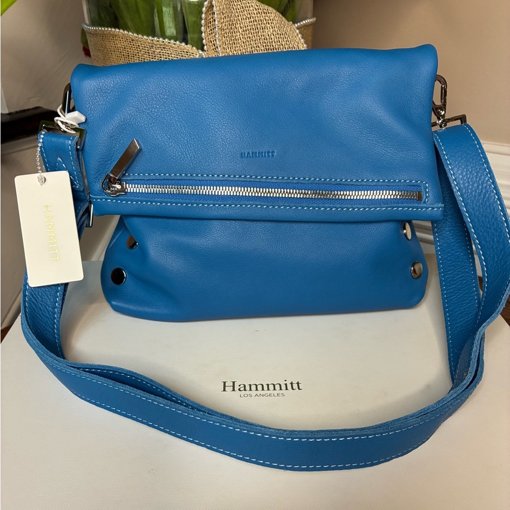 Hammitt Blue Hydrangea Medium VIP with Silver Hardware